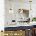 2-Pack Pendant Lights Kitchen Island, 7" Brushed Gold Hanging Lights Fixtures with Clear Glass Shade, Modern Brass Kitchen Pendant Lighting Over Island for Dining Room, AD-24024-1P2-GD