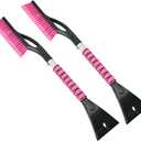 27" Snow Brush and Ice Scrapers for Car Windshield 2 Pack, Scratch-Free Bristle Head PVC Snow Brush & Foam Grip Window Snow Scraper Snow Removal Tool with Aluminum Body for Truck, SUV, Pink