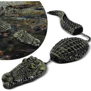 3-Segment Floating Alligator Decoy - Plastic Fake Crocodile, Realistic Alligator Floating Decoy for Pool, Outdoor Garden Decor & Prank