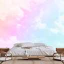 Wmjurel Colorful Clouds in The Sky Wall Mural, for Children's Room Background Wallpaper, TV Background Wall Stickers(Non-self-Adhesive)