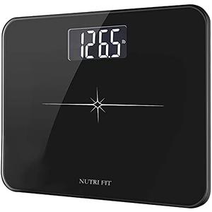 NUTRI FIT Extra-Wide/Ultra-Thick Digital Body Weight Bathroom Scale with 3 Inch Large Easy Read Backlit LCD Display Max Capacity 400lb Step-on Technology, Black : Industrial & Scientific