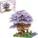 Cherry Blossom Tree Building Set,2229 Pcs Japanese Sakura Tree House Micro Blocks Toys,STEM Creative Purple Cherry Blossom Bonsai Trees Brick Flowers Set,Friendship Treehouse for Adult,Kid, Pink