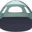 NXONE Beach Tent Sun Shade Shelter for 6 Person with UV Protection, Extended Floor, 3 Mesh Roll Up Windows & 8.5mm Fiberglass Rods丨Carry Bag Included (Blue White)