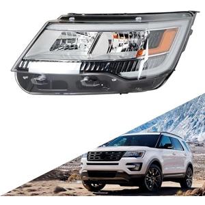 SEBLAFF Headlights Assembly Black Bezel DRL Headlamp Left Side Replacement for 2016-2018 Explorer