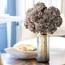 Artificial Flower Fake Silk Hydrangea Heads Bouquet with Stems Bulk for Fall Decoration Table Center Christmas Indoor Outdoor Faux Floral Realistic with Leaves Plants Crafts 8PCS(Brown)