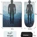 KingCamp Large Camping Blanket with Sherpa Lining, Packable Down Alternative Puffy Printed Wearable Blanket with Snap Buttons, Warm Weatherproof Quilt for Outdoor Travel (79" L x 57" W, Cyan)