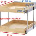 Sikarou Wood Pull Out Cabinet Organizer 2 Tie 23" W x 21" D, Heavy-Duty Sliding Drawers for Inside Cabinets Storage and Organization for Kitchen, Pantry, Bathroom