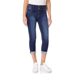 WallFlower Women's Juniors InstaSoft High-Rise Sassy Fit Skinny Stretch Crop Jeans (Blue, XL)