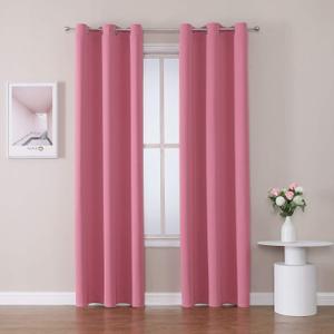 ChrisDowa Blackout Curtains 72 inches Long for Bedroom - 2 Panels Set Grommet Thermal Insulated Room Darkening Curtains for Living Room (Pink, 42 x 72 Inch)