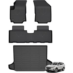 Hutisya-Floor Mats & Cargo Liner Set Fit for GMC Terrain 2018-2024 & Chevy Equinox 2018-2024(Not for EV) All Weather Protection Anti-Slip & Durable TPE Full Set Liners Automotive Accessories-Black