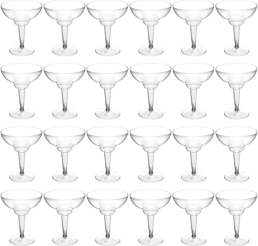 24 Pcs Plastic Margarita Glasses 12 oz Margarita Cups Mexican Theme Party Decorations Martini Glasses Bulk Cocktail Glass for Wedding Mexican Theme Carnivals (Clear)