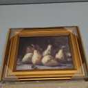 Gold Framed Wall Art Vintage Pear Still Life Canvas Art Farmhouse Fruits Picture Wall Decor Antique Prints Rustic Kitchen Paintings Country Artwork for Bedroom Bathroom Living Room 8x10 Inch