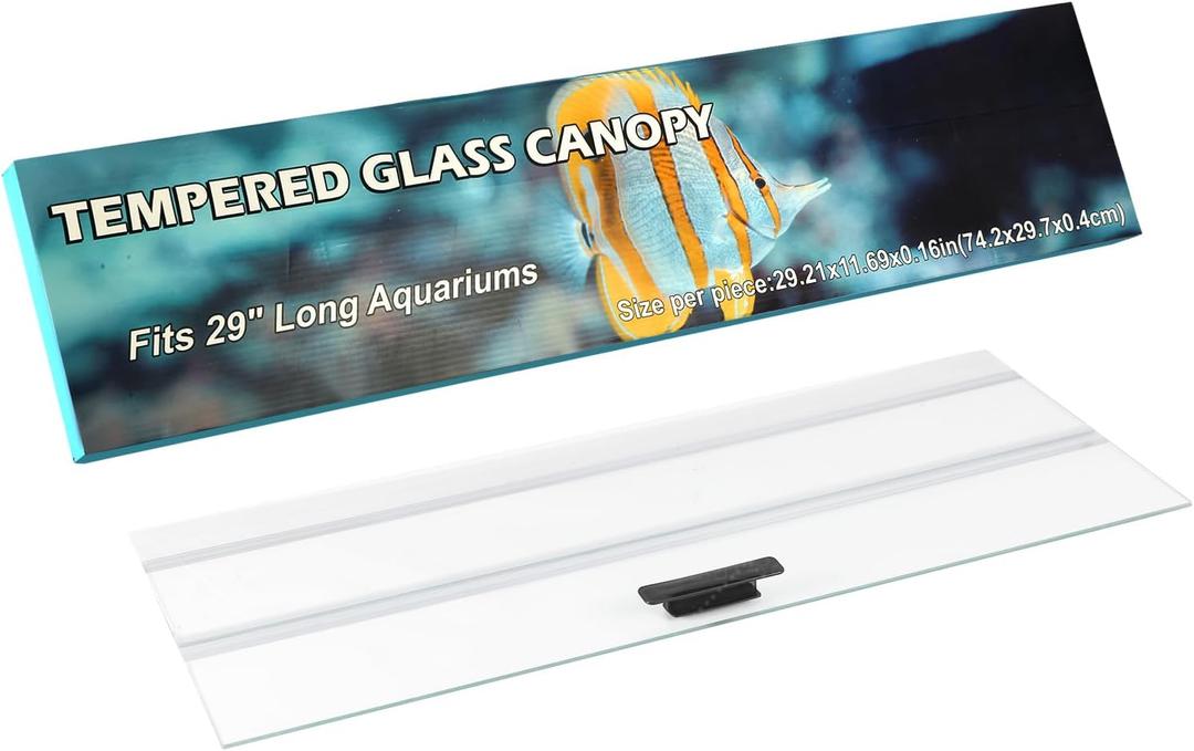 29.21 x 11.69 x 0.16in Clear Tempered Glass Canopy,Aquarium Fish Tank Hoods FITS for Most 20Long/29 Gallon Fish Tanks (Aqueon, Marine Land & Perfecto)