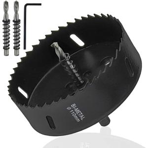 Hole Saw 110mm/4.3" BI -Metal Hole Drilling Cutter for Wood, Plastic and Fiberboard (Black)
