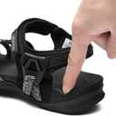 UBFEN Womens Hiking Comfort Sport Sandals Beach Vacation Camping Casual Sport Sandals with Adjustable Straps and Arch Support (Black), 42