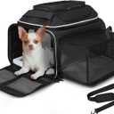 Petskd Top and Side Expandable Pet Carrier 18x13x9.5 Inches Southwest Airline Approved, Soft-Sided Carrier for Small Cats and Dogs with Locking Safety Zippers and Anti-Scratch Mesh(Black)