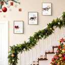 HKBS Framed Christmas Wall Art Decor, Set of 3 Christmas Wall Canvas Prints Pictures Farmhouse Santa Claus Is Coming To Town for Holiday Home Decorations Indoor (12"x16", Burlywood)