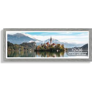 Hongkee 12x36 Picture Frame, Collage Twelve 4x6 with Mat, Wood Style,1 Pack, 12X36 in