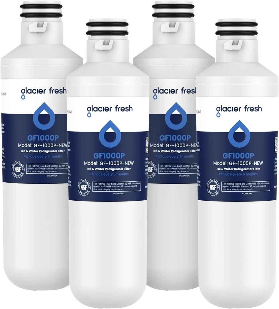 GLACIER FRESH LT1000PC Replacement Water Filter, Compatible with LT1000PC/PCS, LT1000PC, LT-1000PC, MDJ64844601, ADQ747935 ADQ74793504 Water Filter 4 Pack
