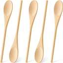 MORGLES 5 Pcs Wooden Spoons for Cooking, 12 Inches Long Handle Spoons for Mixing, Tasting Stirring Food, Large Wooden Cooking Utensils for Kitchen and Crafts