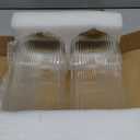 2 Pack 2 Liter/68 oz Square Glass Pitcher with Lid, Classic Stripes Water Pitchers with Handle for Fridge, Large Jug for Iced Tea, Coffee, Borosilicate Glass Carafe for Hot/Cold Brew Drink, Gold