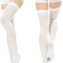 2Pairs Ted Hose Compression Stockings for Women and Men, Anti Embolism Compression Stockings, Surgical Compression Stocking, 15-20 mmHg Compression TED Hose with Inspect Toe Hole (Thigh High), L