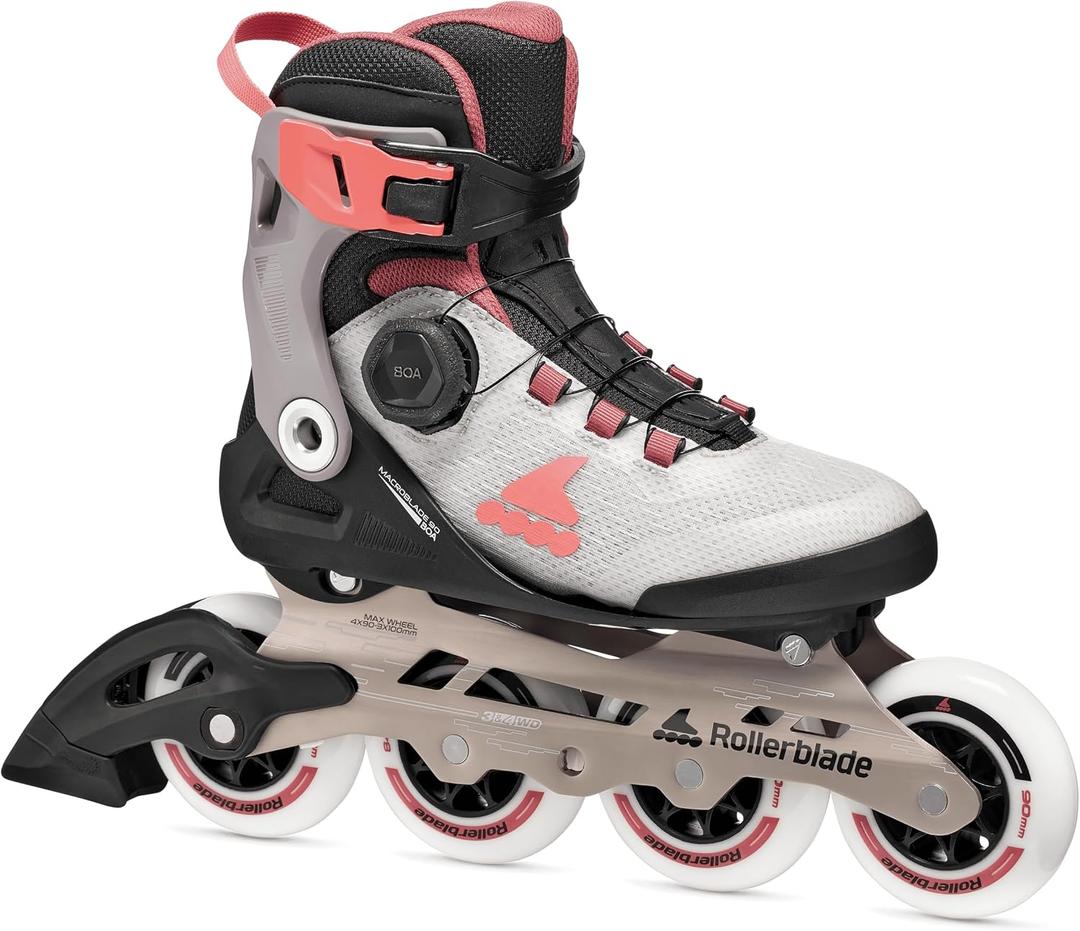 Rollerblade Macroblade 90 BOA® Women's Adult Fitness Inline Skate, Grey/Amethyst Rose, Performance Inline Skates Size 7/7.5