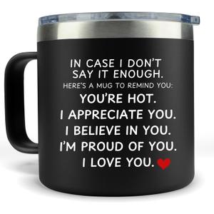 Gifts for Husband from Wife for Fathers Day - In Case I Don't Say It Enough Cup 14oz Black Couples Mug Romantic Gift for Him - Coffee Cup for Dad Celebration Gift for Men Husband Birthday Present