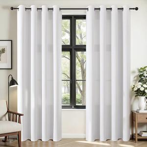 Joydeco Curtains 84 Inches Long 2 Panels Set, Thermal Insulated Long Curtains& Drapes 2 Burg, Room Darkening Drapes for Bedroom Living Room Window (Pure White, W52 x L84 Inch)
