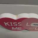 Yalikop Valentine's Day Decoration Heart Wood Sign Love Wooden Sign Tabletop Centerpiece Romantic Wooden Freestanding Valentines Table Decor for Valentine's Day Wedding, Red, Rose Red and Pink