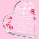 Mom Birthday Gifts,Thank You Gifts for Moms Mother's Day Christmas,Unique Mother Gift Ideas,To My Beautiful Mom How Much I Love You Acrylic Heart Plaque