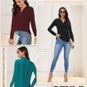 Polo Shirts for Women, V-Neck Business Casual Tops for Women, Collared Shirt Tunic Tops Long Sleeve Work Blouses (Black, M)