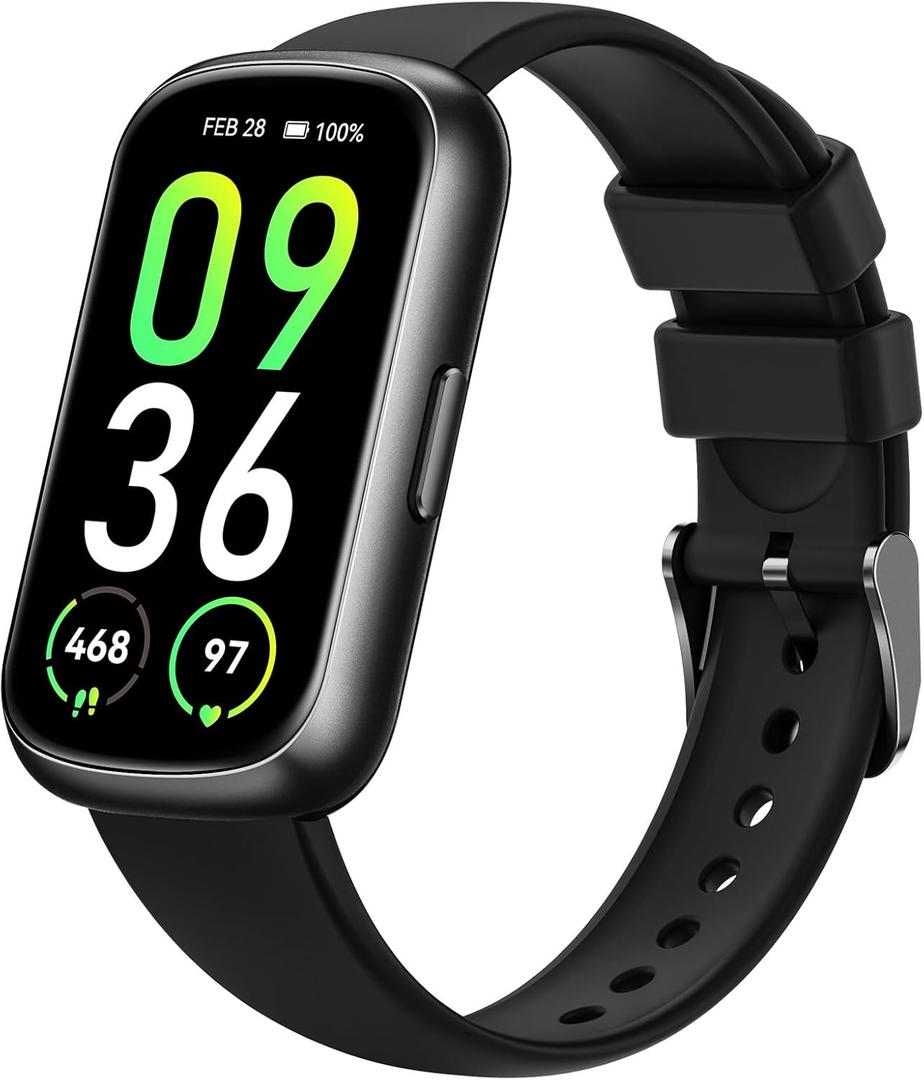 Health Fitness Tracker for Men Women: Smart Watch with 24H Heart Rate Monitor Blood Oxygen Sleep Tracker Calorie Step Counter 5ATM Waterproof Fitness Activity Trackers Compatible with iPhone Android (1.47, Black-Black)