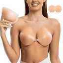 Adhesive Bra Strapless Sticky Invisible Push up Silicone Bra for Backless Dress with Reusable Nipple Covers