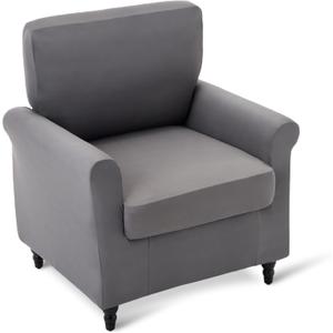 Amazon Basics Stretch Spandex Sofa Slipcover with Elastic Bottom, one seat Sofa, Small, Dark Gray