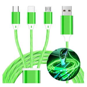 3 in 1 Light up Charging Cable,Multi LED Charging Cable,Light Up Charger Cord,3A USB Cable,Compatible with Most Smart Phones (green (2m/6.5ft))