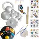 4 x Solar System Model Kit for Crafts, Solar System Project Kit Include Foam Balls, Mixing Tray, Brushes, Sticks, Flags, Stickers (58 Pack Set)