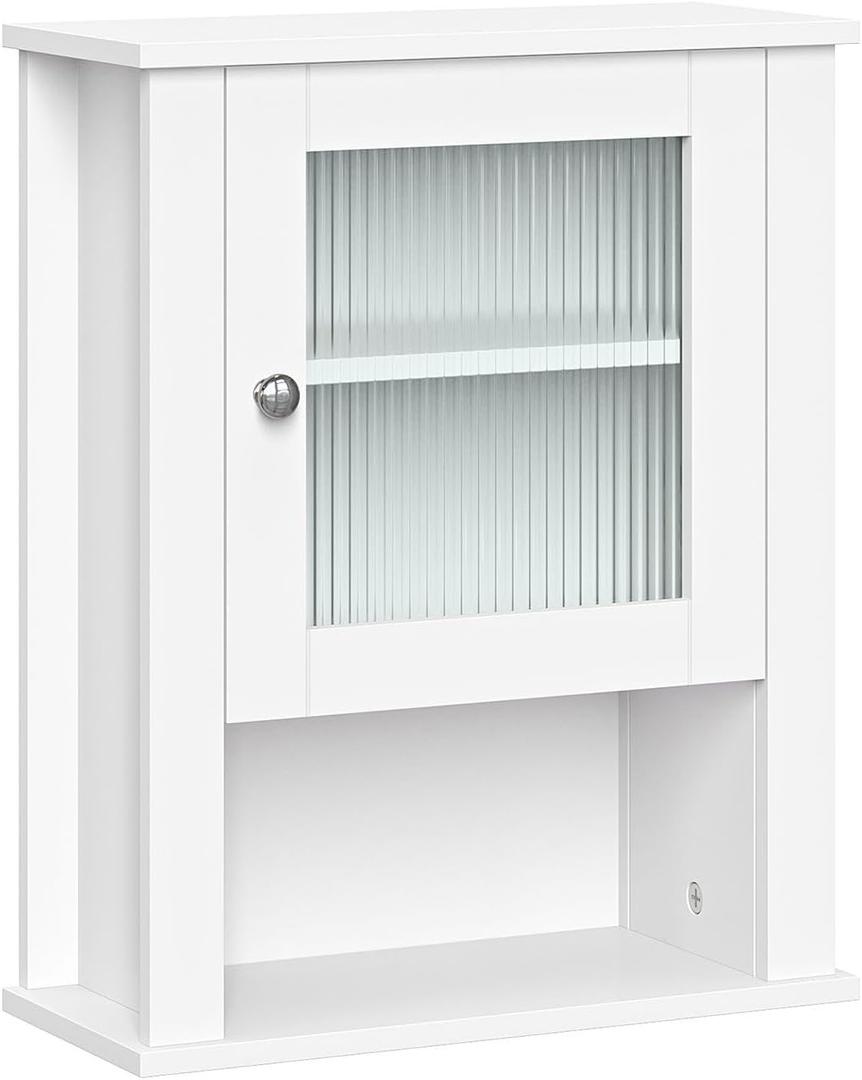 RiverRidge Prescott Bathroom Wall Cabinet - Bathroom Cabinet with Reeded Glass, Soft-Close Hinges & Adjustable Shelf - Slim Medicine Cabinet for Small Spaces
