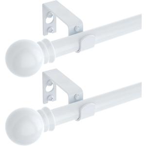 GXOACKJ 2 Pack White Curtain Rods for windows 48 to 84-93 inch, 5/8 inch Splicing Heavy Duty Metal Curtain Rod Set with Brackets