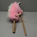 HollyHOME Plush Unicorn Stick Horse with Wood Wheels Real Pony Neighing and Galloping Sounds Plush Toy Pink 37 Inches(AA Batteries Required)