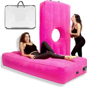 YESINDEED Upgraded BBL Bed with Hole, Inflatable Brazilian Butt Lift Mattress for Post Surgery Recovery - Waterproof Velvet Touch Top Comfortable & Supportive - Carrying Bag and with Built-in Pump, Pink