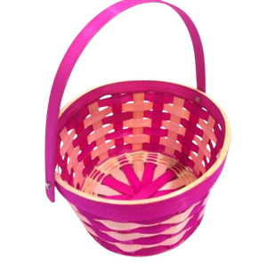 HH 7in Lined Bamboo Basket Pink 2 Pack