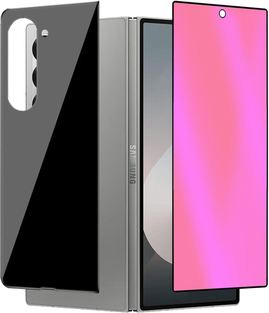Anti-Blue Privacy Tempered Glass For Samsung Galaxy Z Fold 6 Anti-Spy Anti-Peeping Screen Protector Front+Back Film Electroplated Colorful