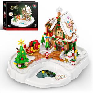 2025 Christmas Gingerbread House Building Set with Magnetic Interactive Base, 656PCS Holiday Village Building Block with Music Toy, Movable Santa, Xmas Tree,Sleigh, Gifts for Adults Kids Girls Boys 6+