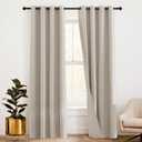 RYB HOME Soundproof Curtains 95 inches - 3 Layers Blackout Curtains Noise Reducing Thermal Insulted Drapes for Bedroom Living Room Playroom, W 52 x L 95 inch, Natural, 1 Pair