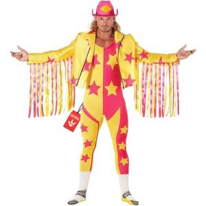 Morph Yellow Macho Man Randy Savage Costume, WWE Wrestler Outfit for Adults, Macho Man Dress-Up, Fun Party Attire, X-Large