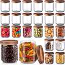 Irenare 24 Pack 17 oz Glass Containers with Lids, Food Storage Jars, Wood, 4.13 inches x 3.54 inches