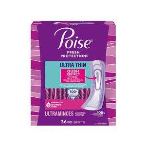 Poise Ultra Thin Incontinence Pads & Postpartum Pads for Bladder Leaks, 5 Drop Maximum Absorbency, Long Length, 108 Count, 