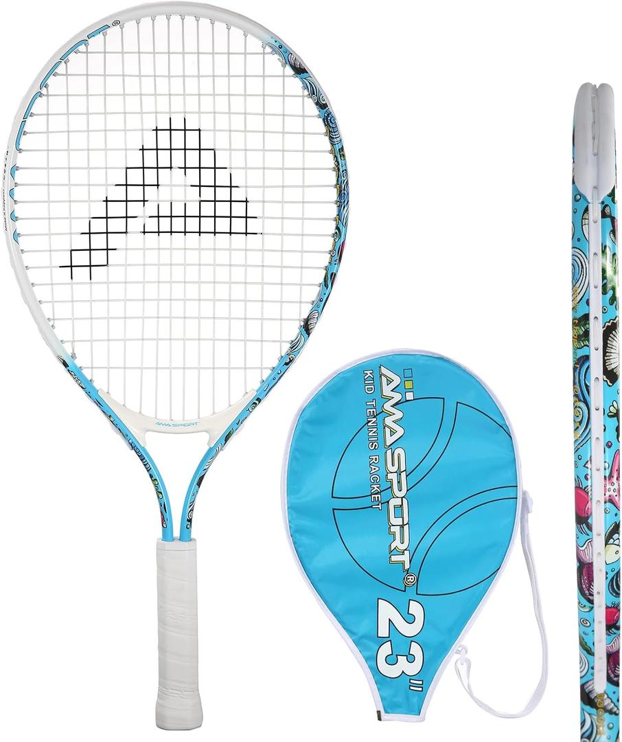 AMA SPORT Kids Tennis Racket for Junior Toddlers Starter Kit 17-25" Tennis Racquet for Girls and Boys with 420D Nylon Shoulder Strap Bag, 23"