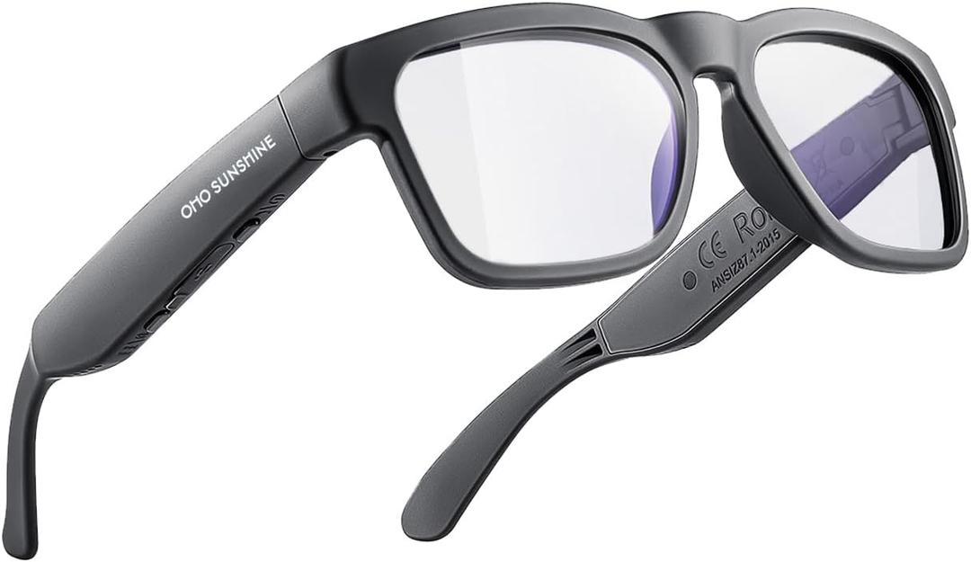 OhO Smart Glasses,Safety Glasses with Bluetooth Speaker,Indoor/Outdoor UV Protection and Voice Control,Unisex(Blue Light Lens)
